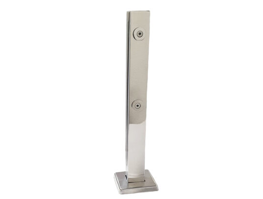 Coluna Torre Pinça 2 Furos para Guarda Corpo de Vidro em Aço Inox 304 80cm Coluna Torre Pinça 2 Furos para Guarda Corpo de Vidro em Aço Inox 304 80cm