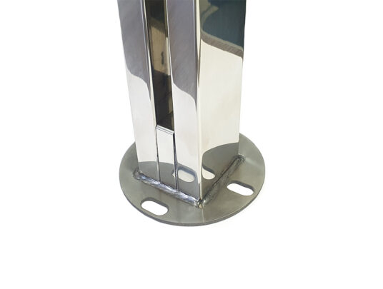 Coluna Torre Pinça 2 Furos para Guarda Corpo de Vidro em Aço Inox 304 80cm Coluna Torre Pinça 2 Furos para Guarda Corpo de Vidro em Aço Inox 304 80cm